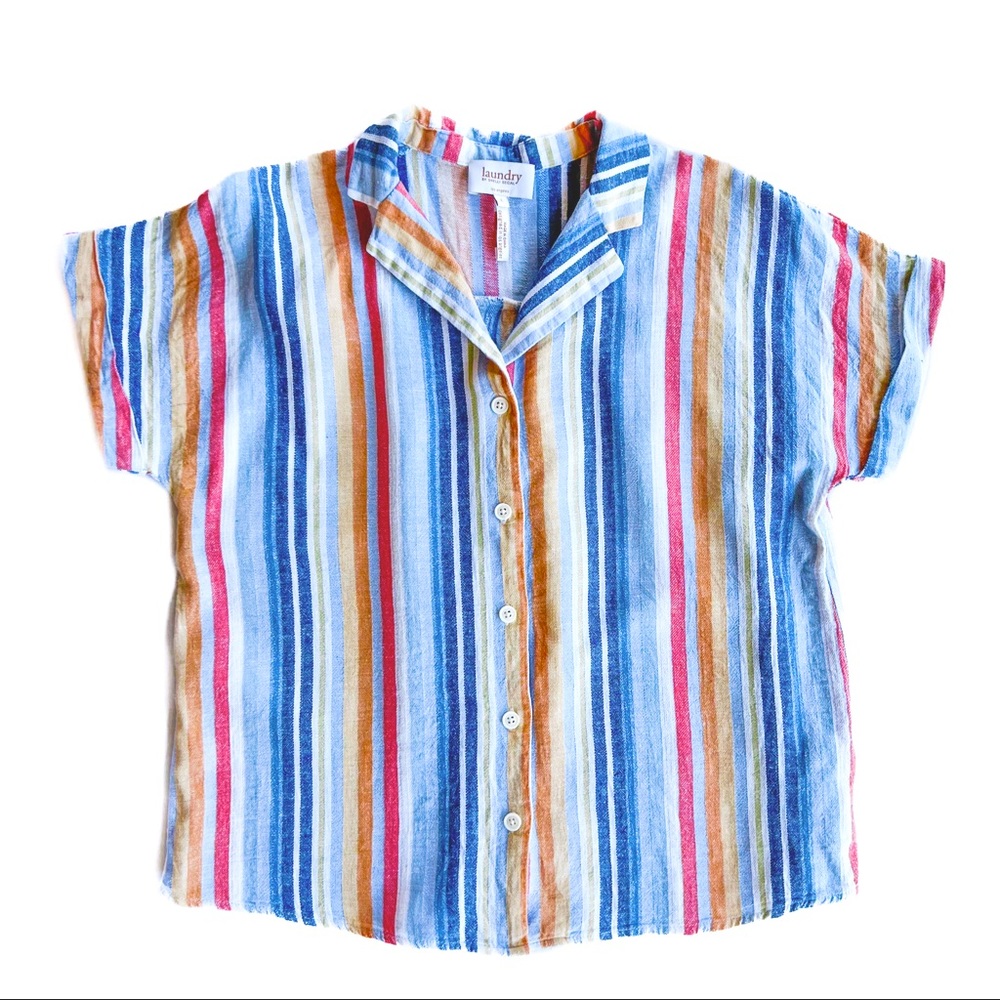Laundry by Shellie Segal Striped Linen Blend Top